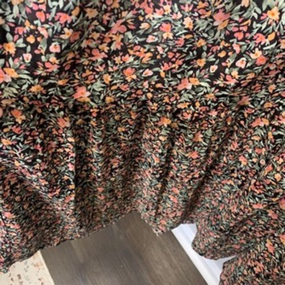 BB Dakota Steve Madden Floral Cotton Maxi Dress XS Black Pink Tiered V-Neck Boho - Picture 7 of 16